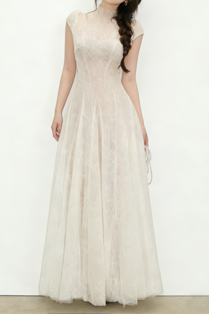 lace sequin A line midi dress