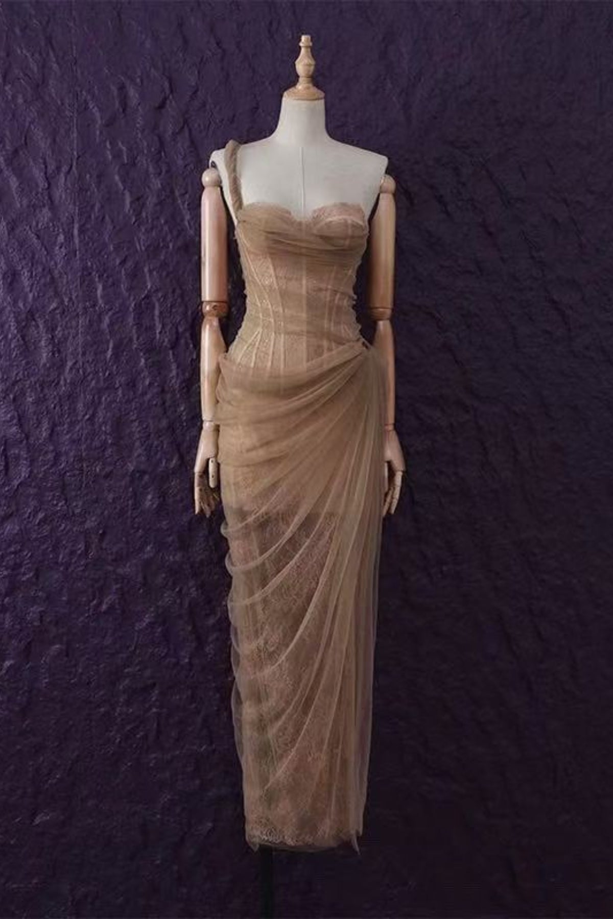 MARA BROWN LACE CORSET DRESS