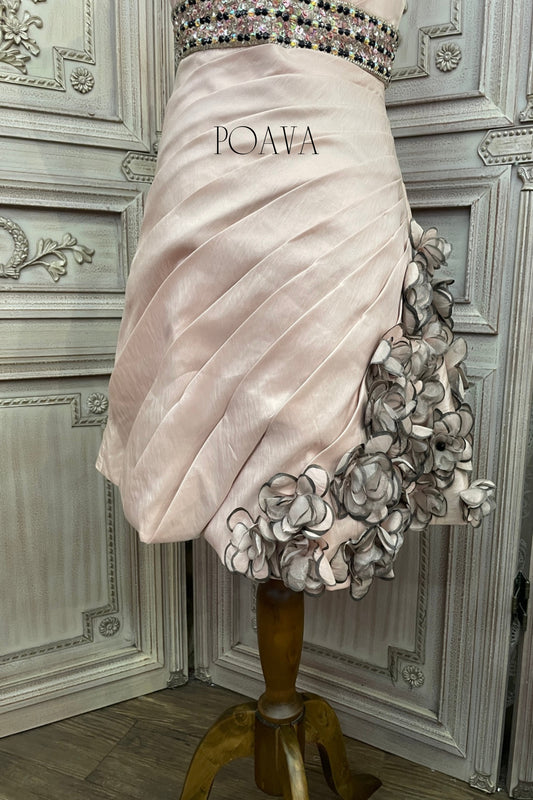 Embellished Floral Stain Mini Dress