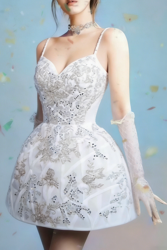 Lace white mini dress