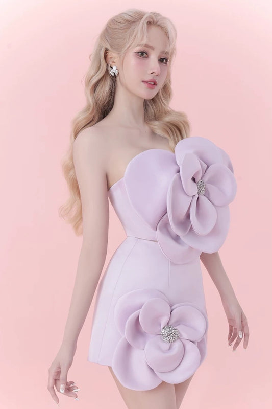 ELEGANT PURPLE FLORAL TWO-PIECE SKIRT SUIT