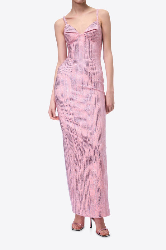 Sequin strappy maxi dress in pink