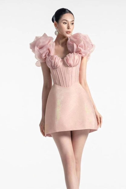 FISHBONE CORSET MINI DRESS