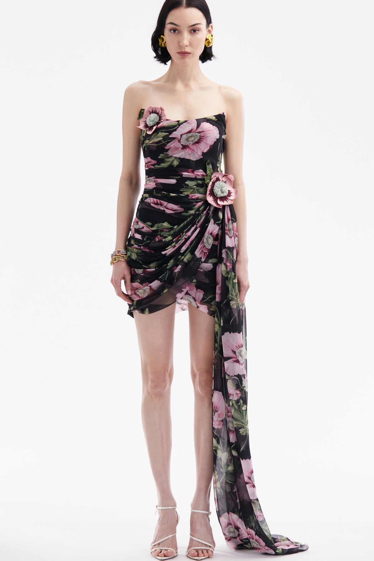 Floral drape mini dress
