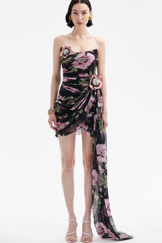 Floral drape mini dress