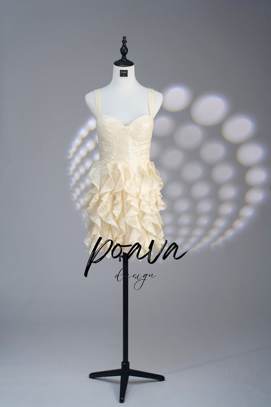 Chiffon mini dress in white