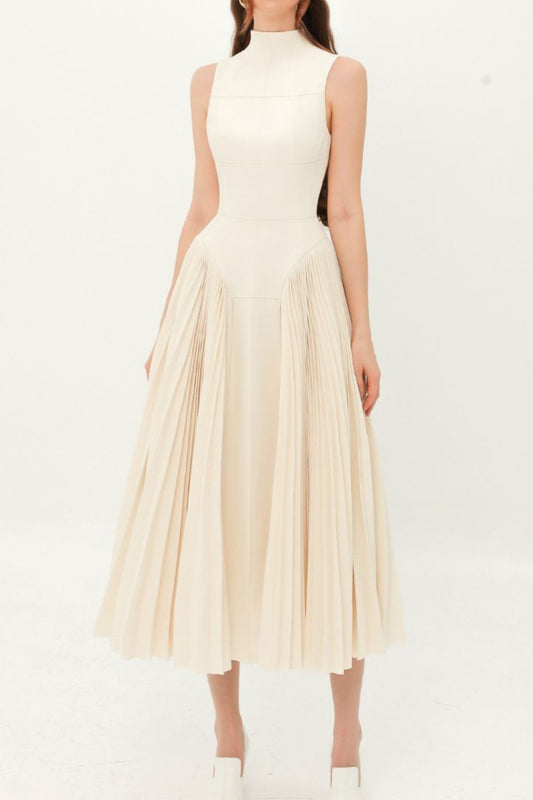 Nude Ruched Midi Dress