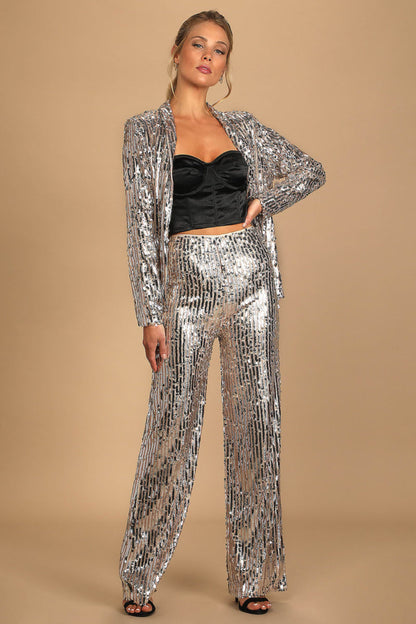 Silver Multi Sequin pants