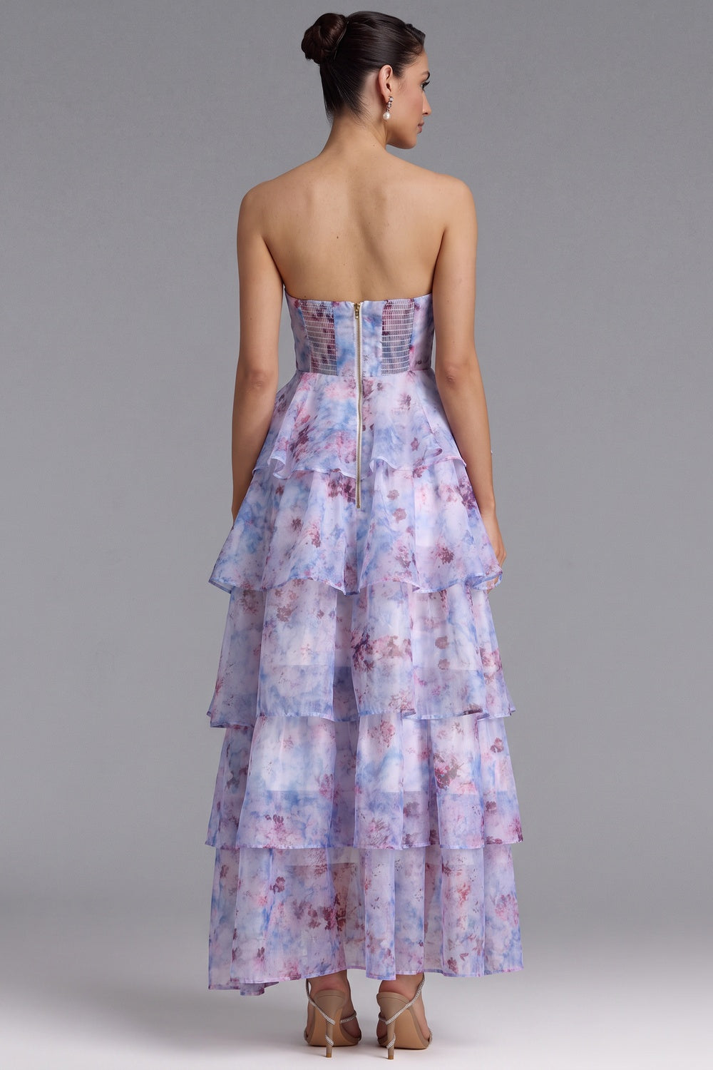 Floral Tiered Strapless Maxi Dress Premium Fabric - product view 1