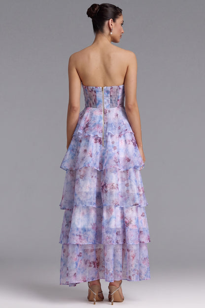 Floral Tiered Strapless Maxi Dress Premium Fabric - product view 1