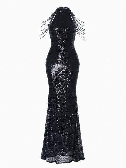 Geometric Sequin Chain Mermaid Prom Dress