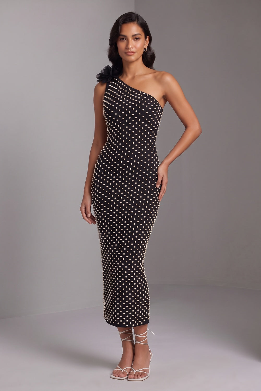 black stretch crepe sheath dress black stretch crepe dress - product view 3