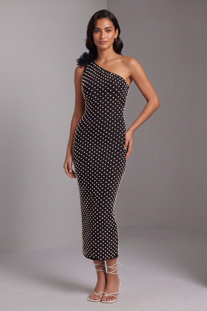 black stretch crepe sheath dress black stretch crepe dress - product view 3
