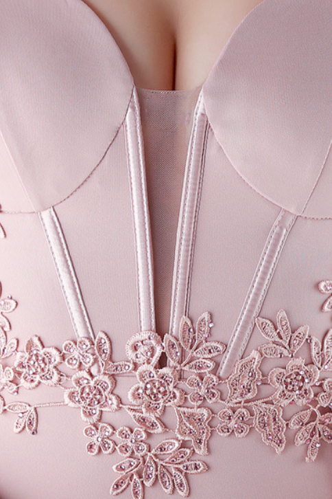 Pink Corset Gown with Lace Waist Detail