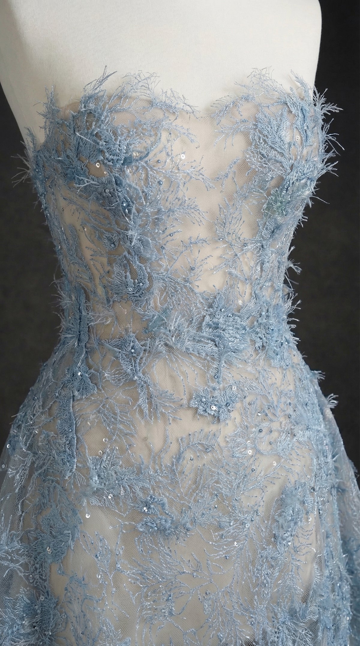 BLUE BEADED LACE DRESS