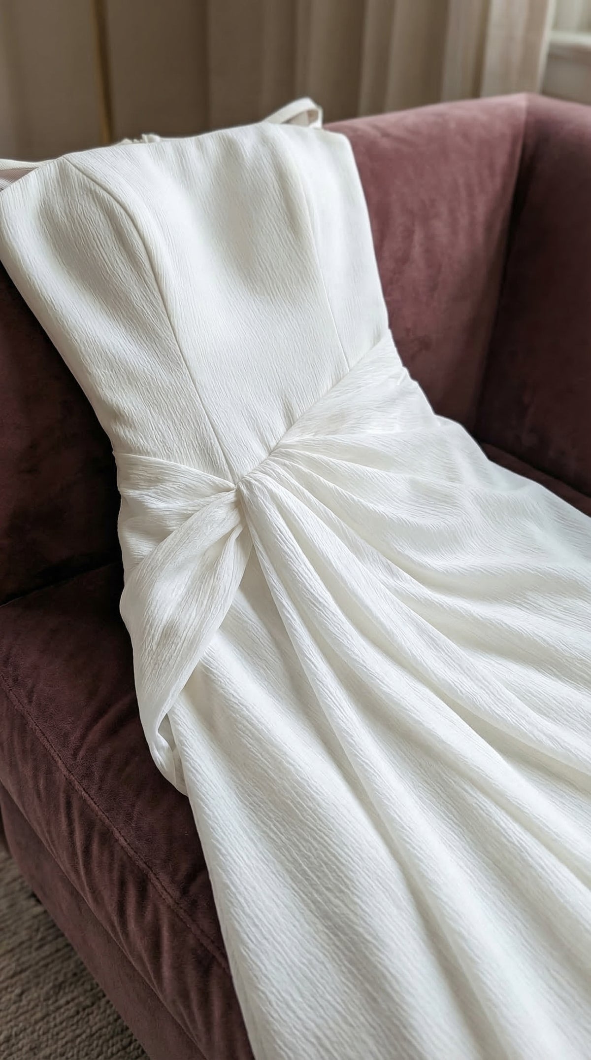 judith off-shoulder A-line Voile Midi Dress in white
