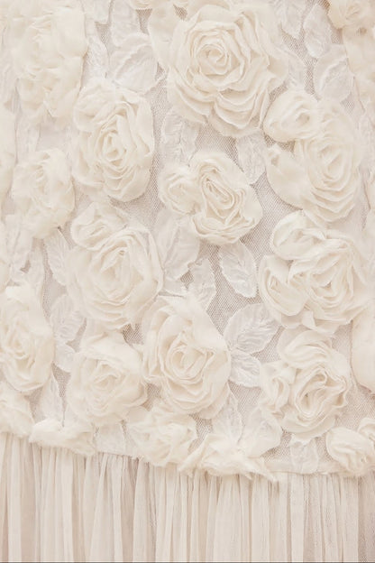 Lillie Spaghetti Floral Ruffle Maxi Dress - White