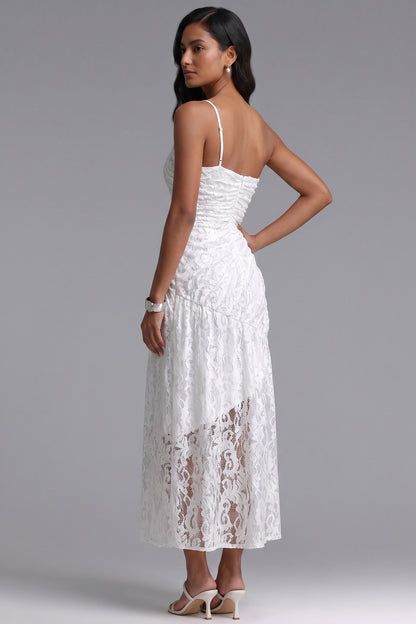 white lace asymmetrical A-line dress white lace dress - product view 4