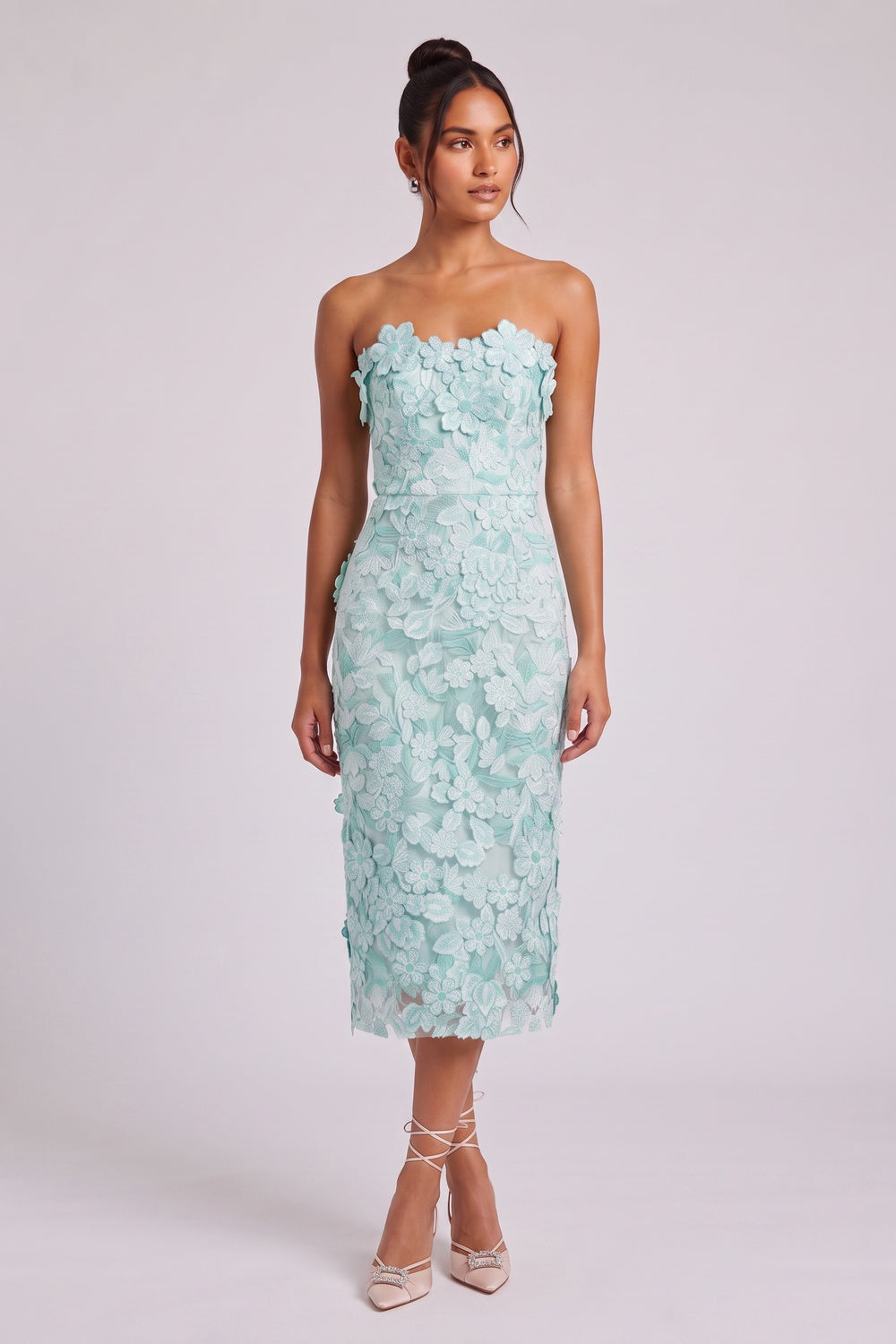 mint green lace column dress mint green lace dress - product view 3