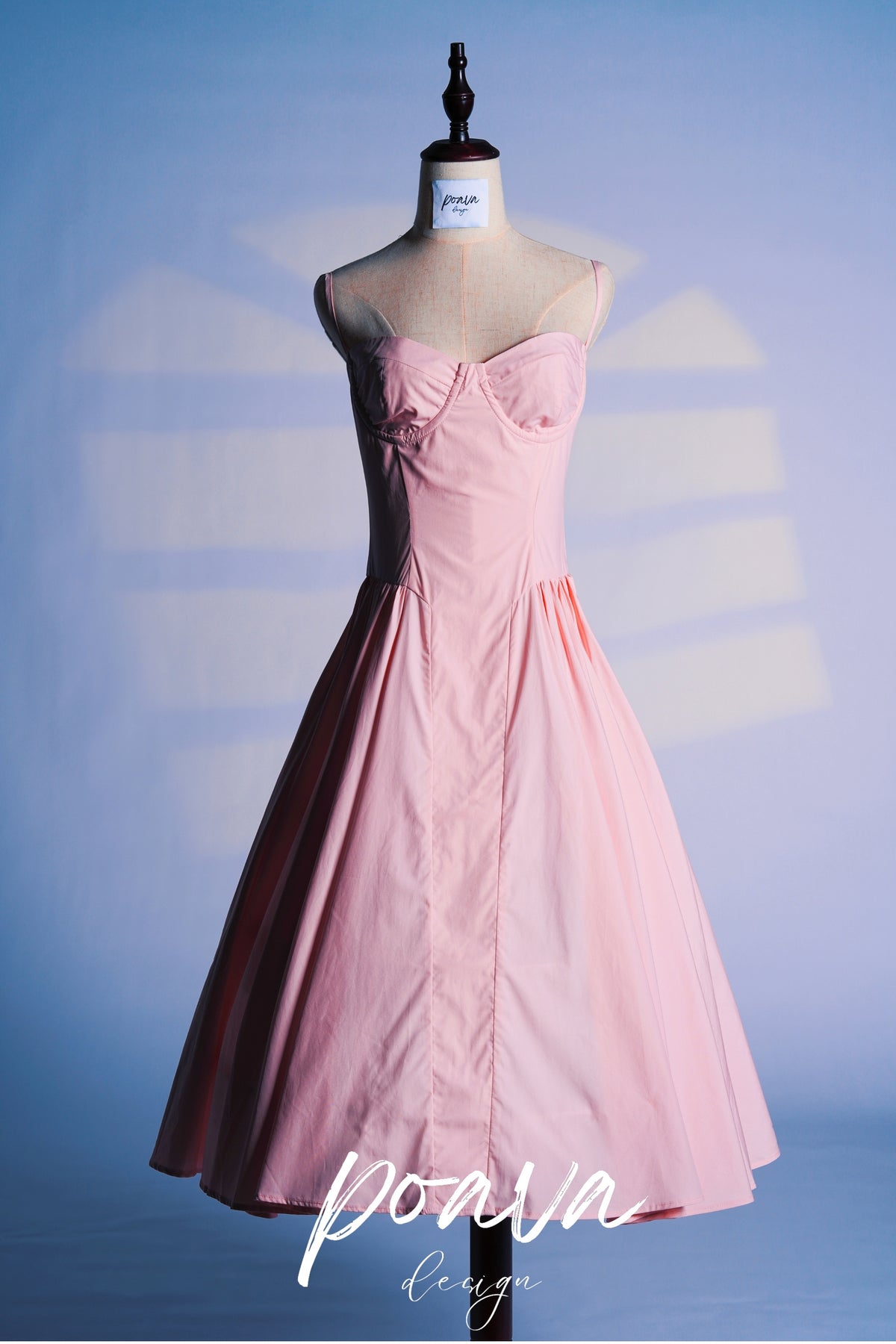 PEACH PARFAIT TWILL CORSET MIDI DRESS