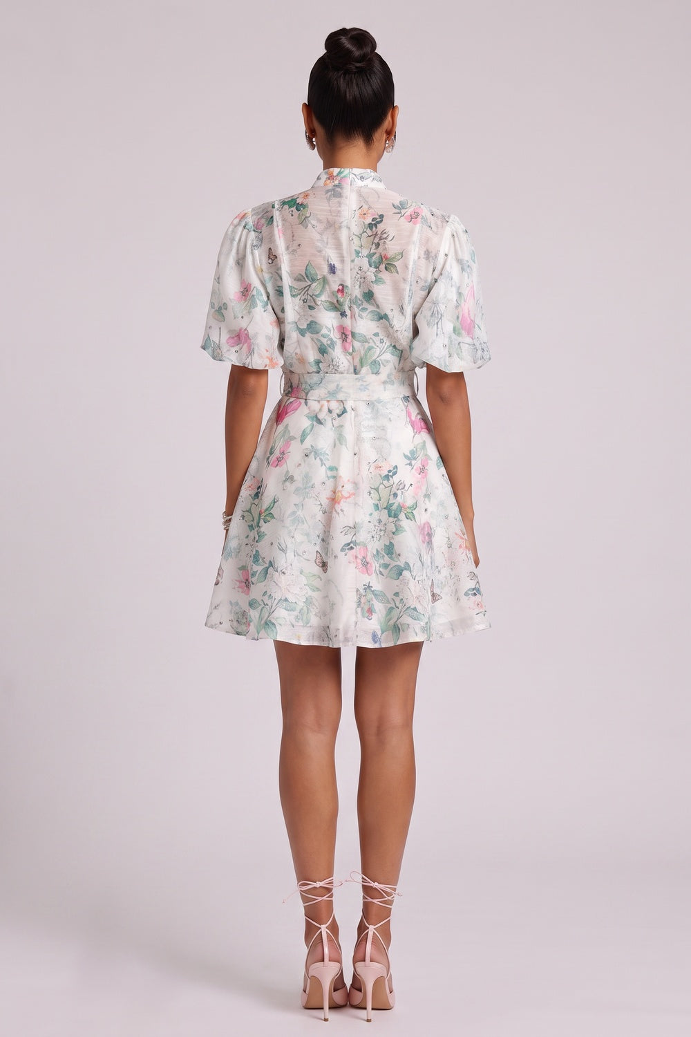 Floral Print Belted Mini Dress Premium Fabric - product view 2