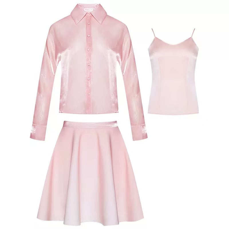 Light pink shirt suit mini dress