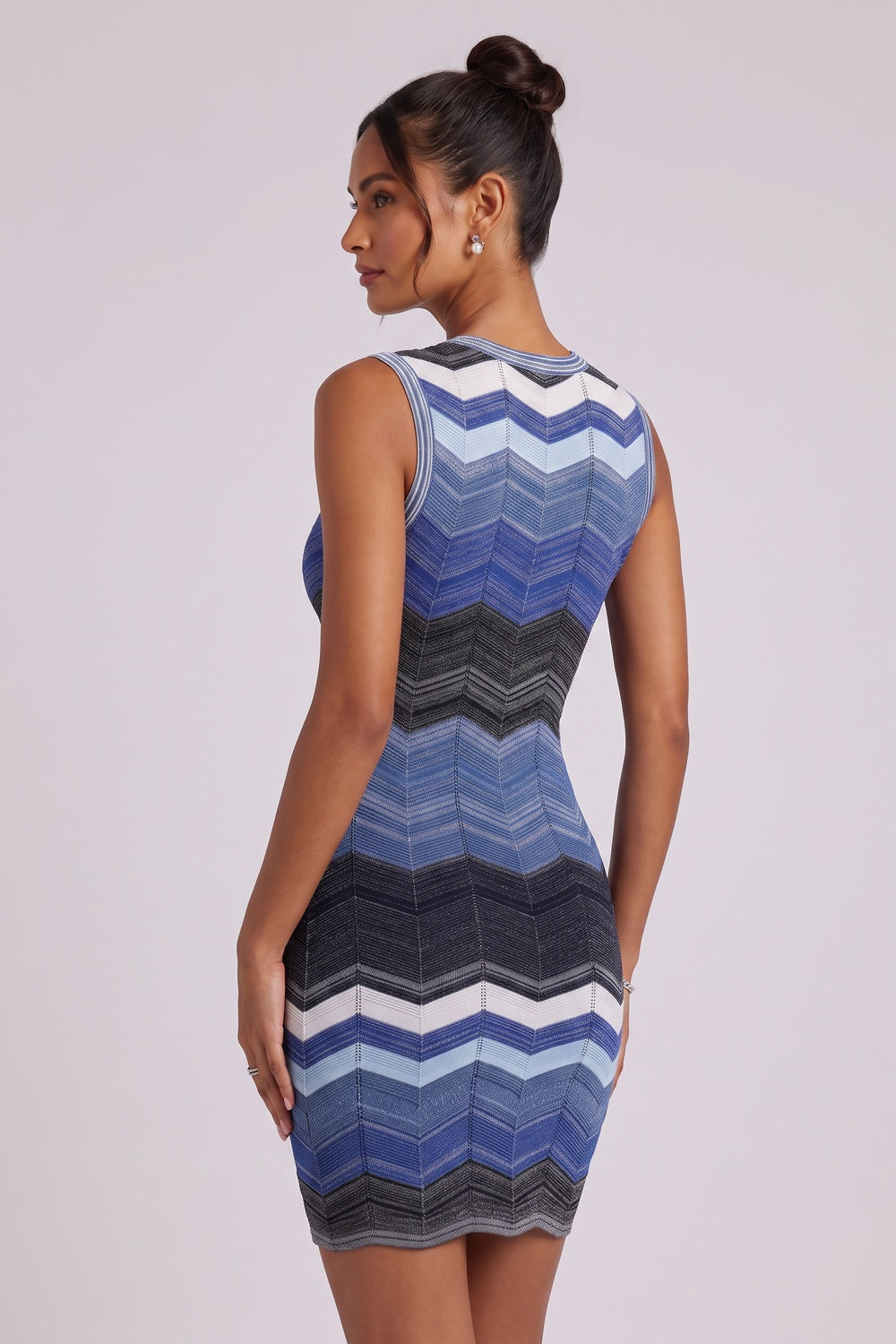 Premium Fabric Chevron Knit Mini Dress Premium Fabric - product view 2