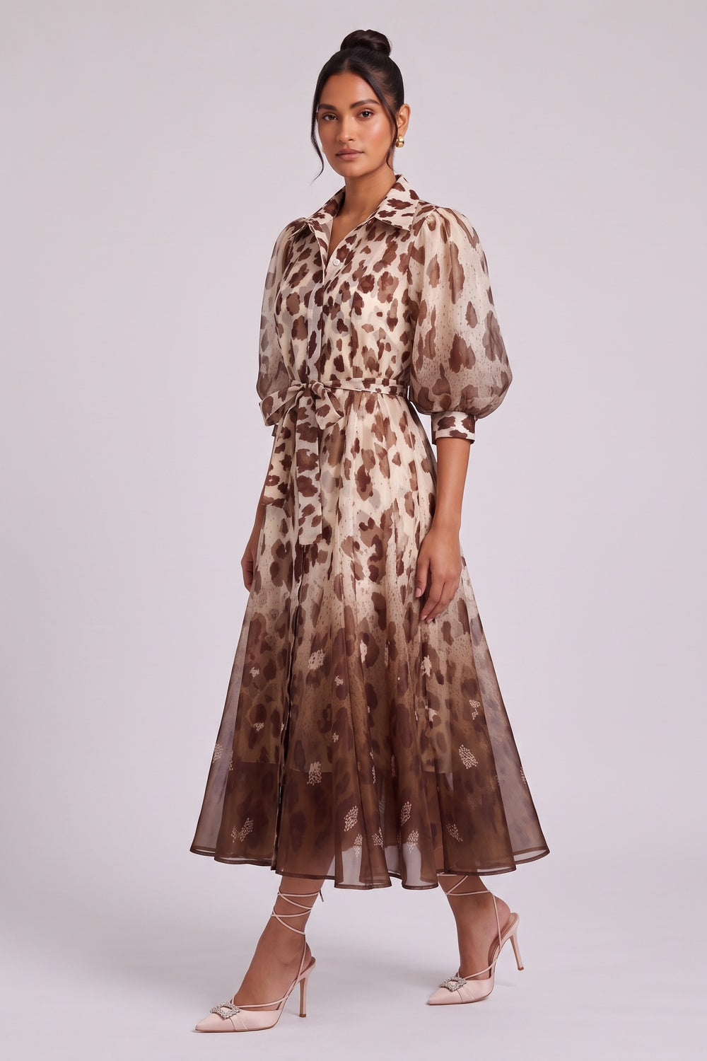 Premium Fabric Leopard Print Midi Dress Premium Fabric - product view 2