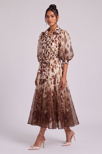 Premium Fabric Leopard Print Midi Dress Premium Fabric - product view 2
