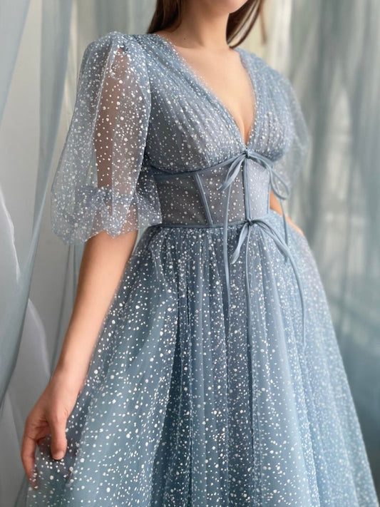 A line Gray Blue Dress