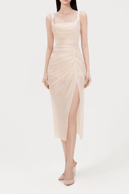 ORGANZA LINEN DRAPED DRESS