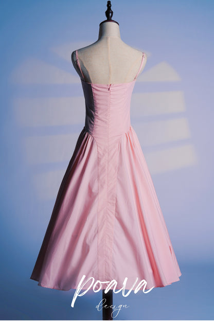 PEACH PARFAIT TWILL CORSET MIDI DRESS