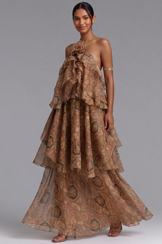 Paisley Ruffle Maxi Dress Premium Fabric - product view 3