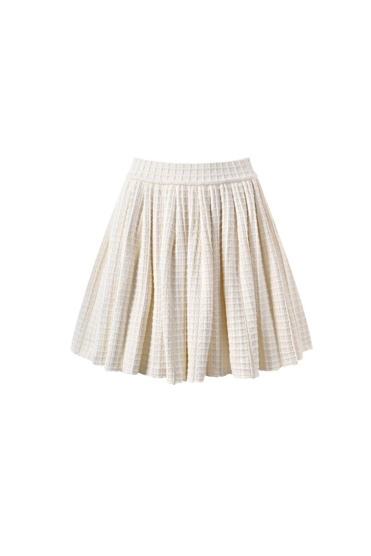 CREAM KNIT TRIM SKIRT