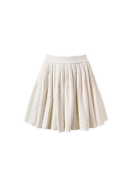 CREAM KNIT TRIM SKIRT