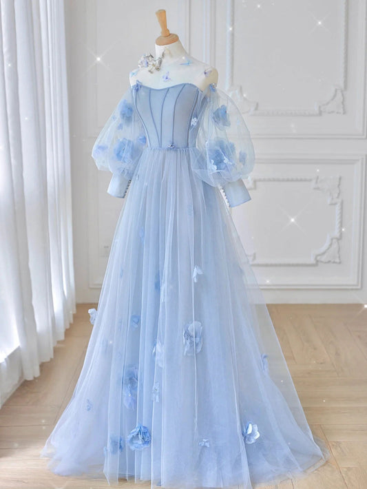 Blue tulle lace Maxi dress