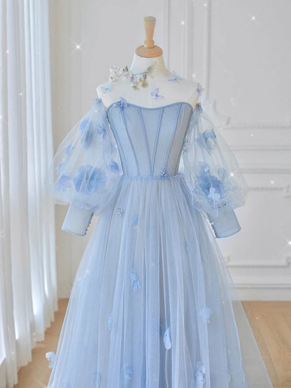 Blue tulle lace Maxi dress