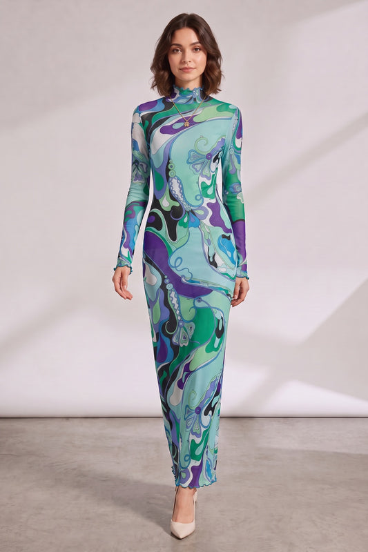 Premium Fabric Long Sleeve Maxi Dress Premium Fabric - product view 2