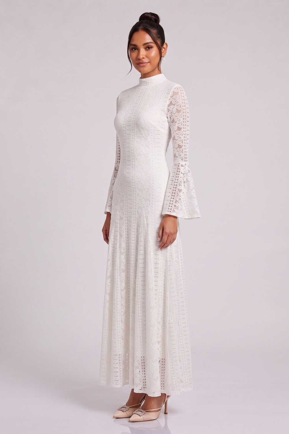 white lace a-line dress white lace dress - product view 2