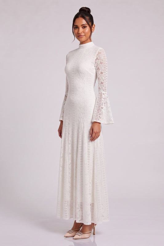 white lace a-line dress white lace dress - product view 2