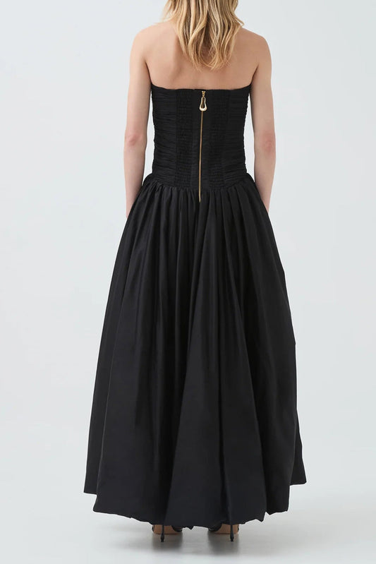 nancy Bubble Hem Maxi Dress in black