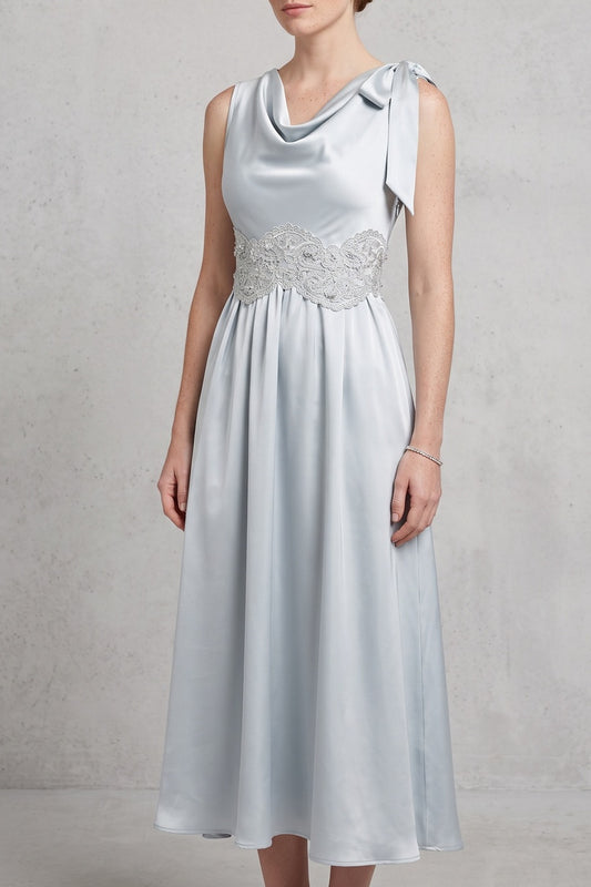 Cowl Neck Satin Midi Dress