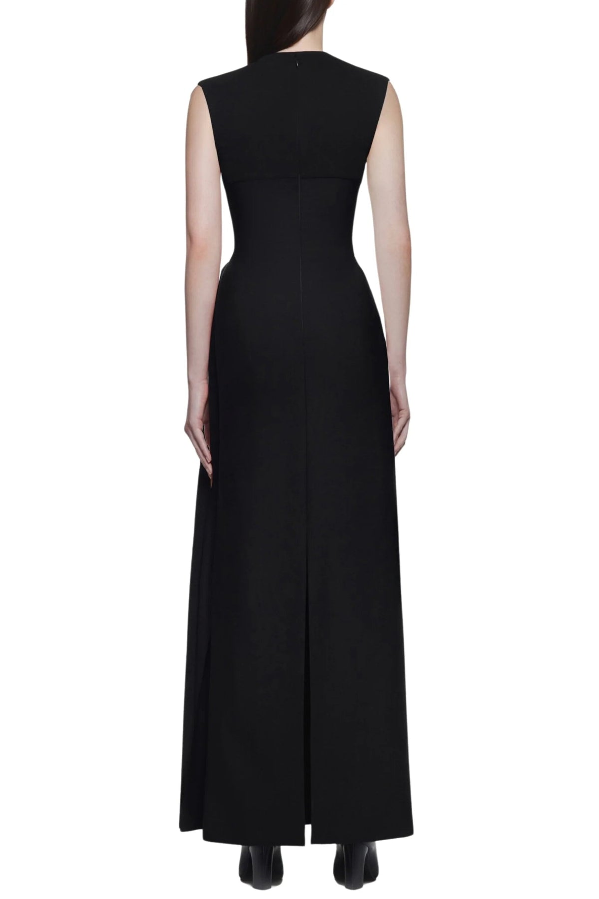 kelly Interlock pleated Knit maxi dress in black