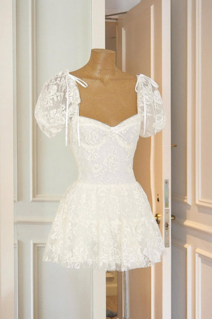 Lara Puff Lace Mini Dress