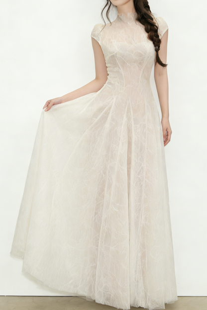 lace sequin A line midi dress