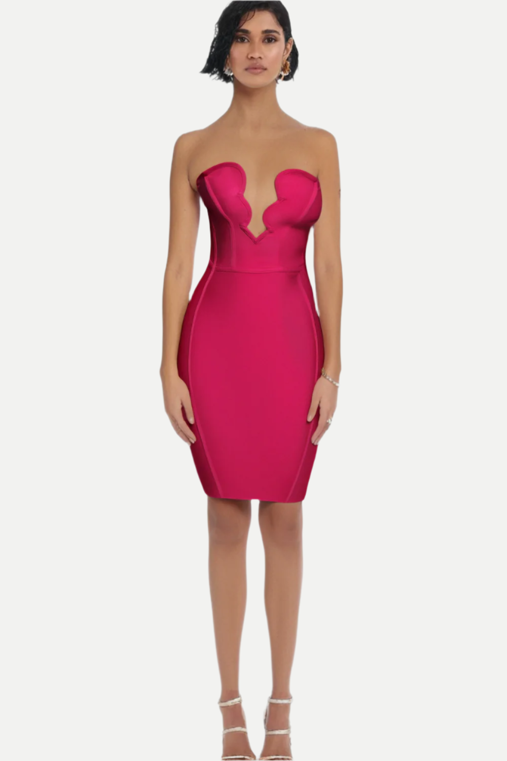 OFF THE SHOULDER BODYCON MIDI DRESS IN ROSE RED