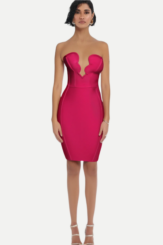 OFF THE SHOULDER BODYCON MIDI DRESS IN ROSE RED