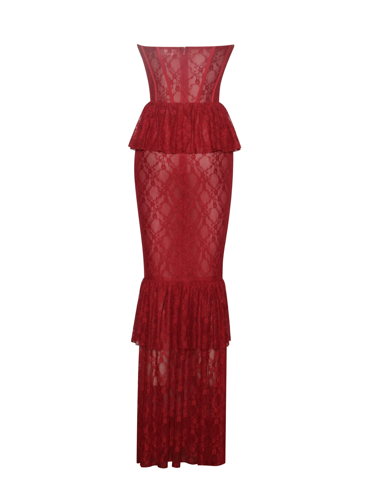 Zen Burgundy Lace Corset Maxi Dress