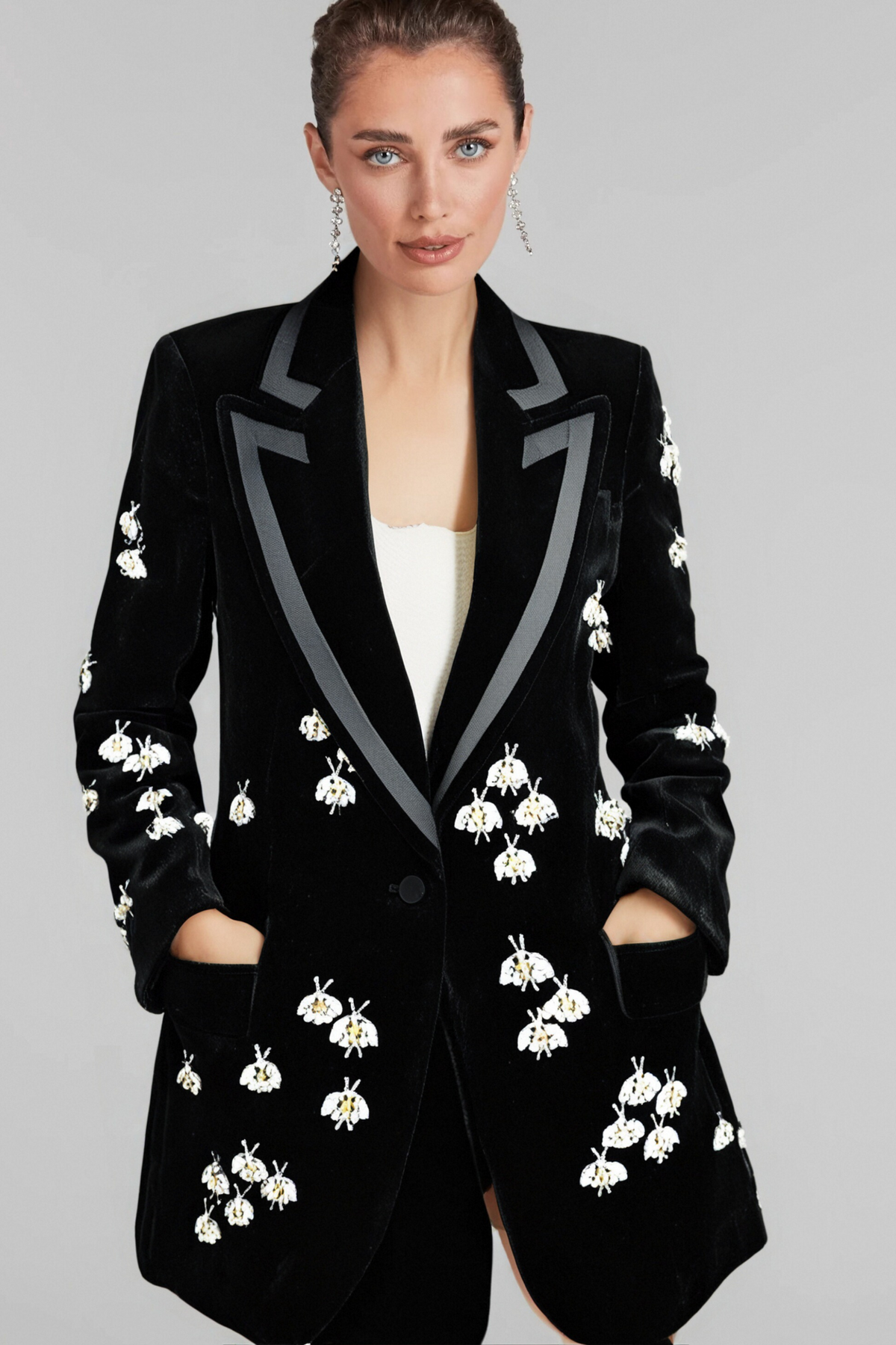SIBYL BLACK BEE DIAMOND BLAZER MINI DRESS