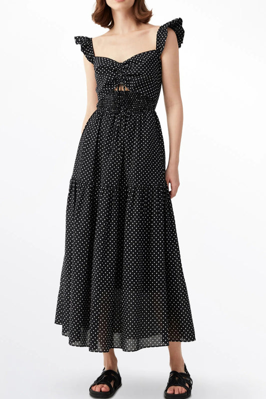 V-NECK CUTOUT MAXI DRESS IN BLACK